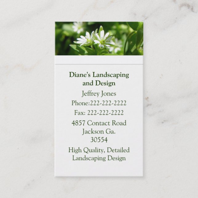 White Wildflower Business Card (Front)