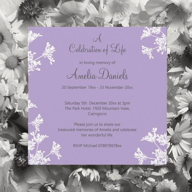 White wildflower Celebration of Life Announcement (Creator Uploaded)