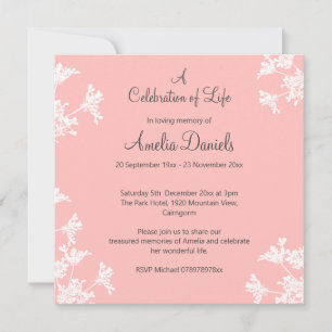 White wildflower Celebration of Life Announcement