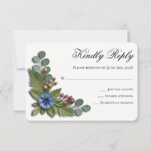 White Wildflower Garden Wedding RSVP Card