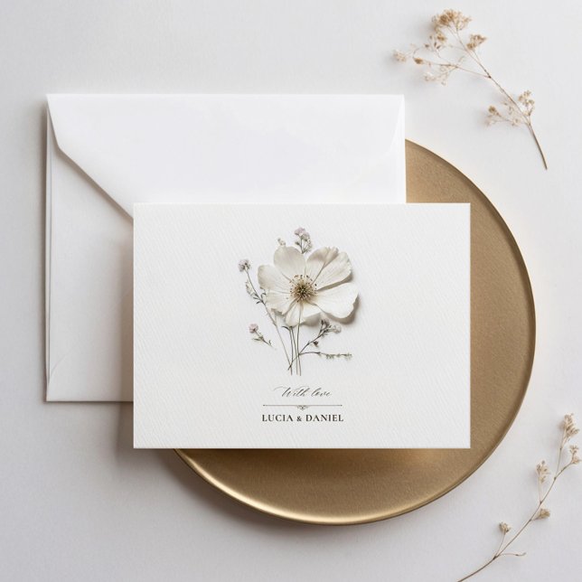 White Wildflower Horizontal Elegant Wedding Invitation (Creator Uploaded)