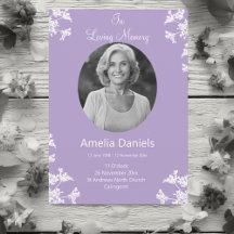 White wildflower In loving Memory Funeral Card