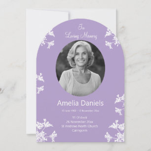 White wildflower In loving Memory Funeral Card