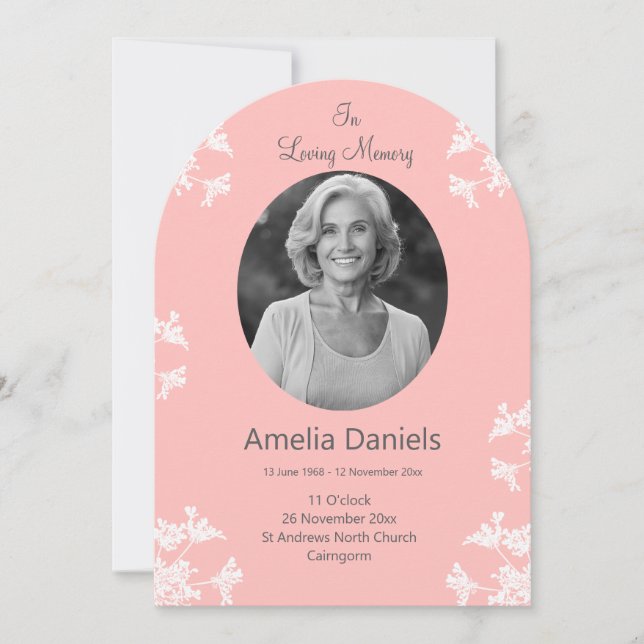White wildflower In loving Memory Funeral Card (Front)