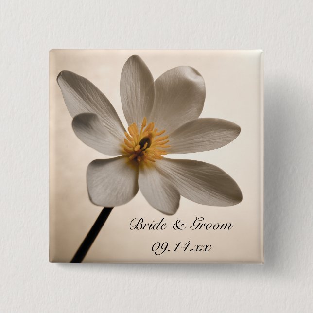 White Wildflower Wedding 15 Cm Square Badge (Front)
