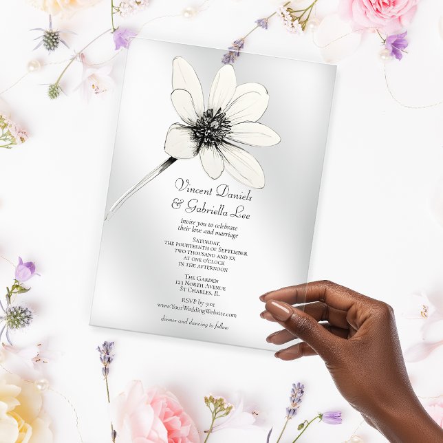 White Wildflower Wedding Acrylic Invitations (Creator Uploaded)