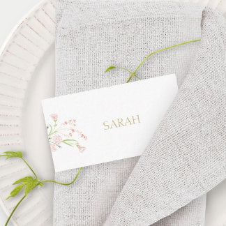 White | Wildflower Wedding Escort Place Name  Card