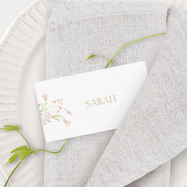 White | Wildflower Wedding Escort Place Name  Card (Creator Uploaded)
