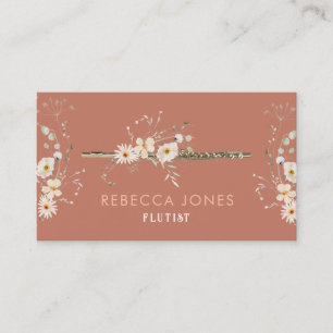white wildflowers flautist business card