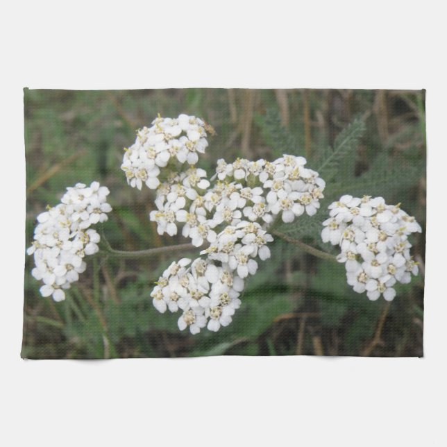 White Wildflowers Kitchen Towel (Horizontal)