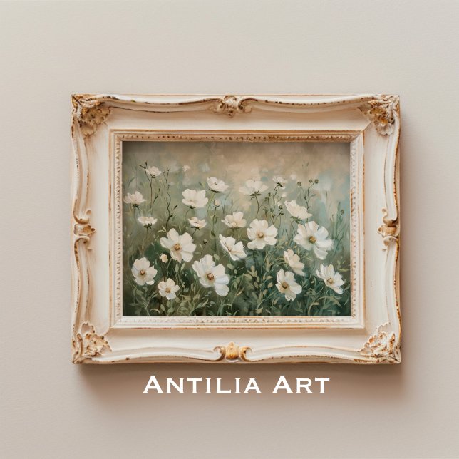 White Wildflowers Painting Spring Meadow Poster (Creator Uploaded)