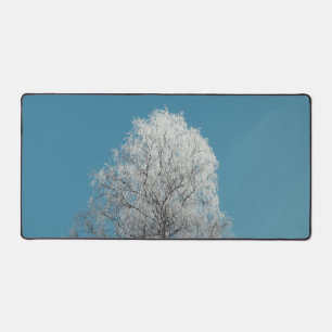 White Willow Tree Against Cloudless Blue Sky Desk Mat