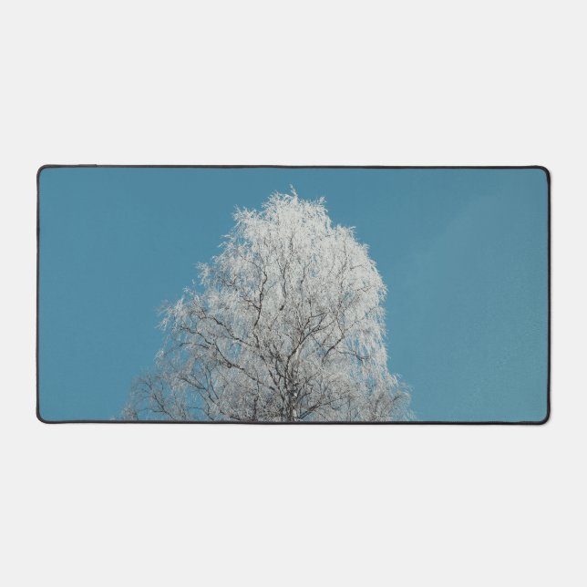  White Willow Tree Against Cloudless Blue Sky Desk Mat (Front)