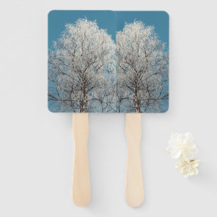 White Willow Tree Against Cloudless Blue Sky Hand Fan