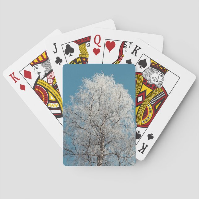  White Willow Tree Against Cloudless Blue Sky Playing Cards (Back)