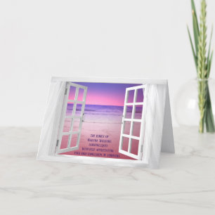 white window with sunset for thank your sympathy card