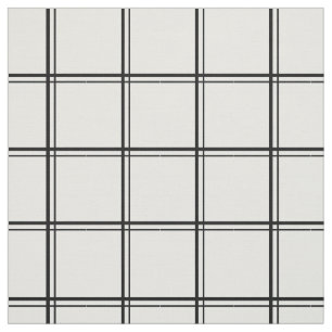 White Windowpane Plaid Fabric