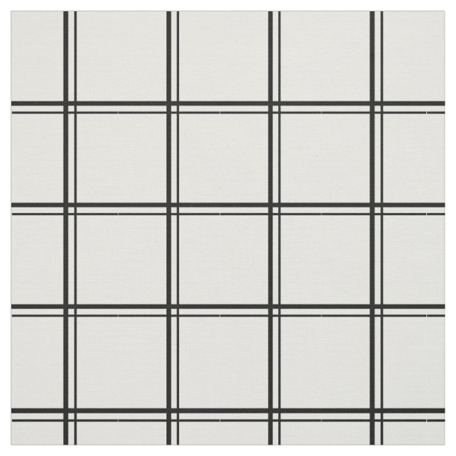 White Windowpane Plaid Fabric (Swatch)