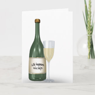 White wine and bottle birthday card