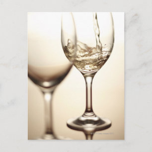 White Wine Being Poured Into Glass Postcard