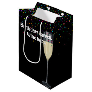 White Wine Birthday Medium Gift Bag