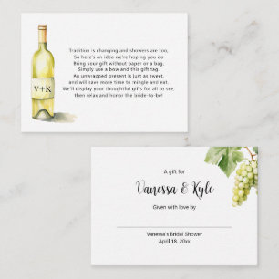 White Wine Bottle display bridal shower tag Enclosure Card