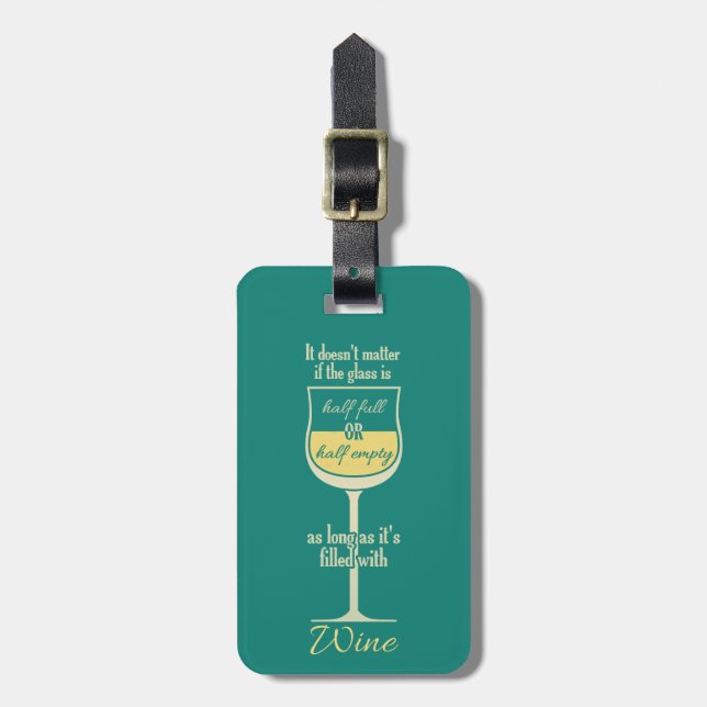 White Wine Glass custom luggage tag (Front Vertical)