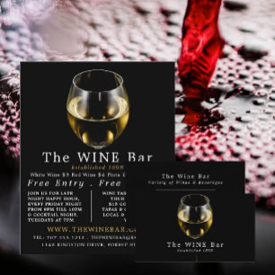 White Wine Glass, Wine Bar/Winery Advertising Flyer