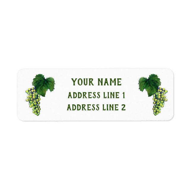 White Wine Green Grapes Custom Address Labels (Front)