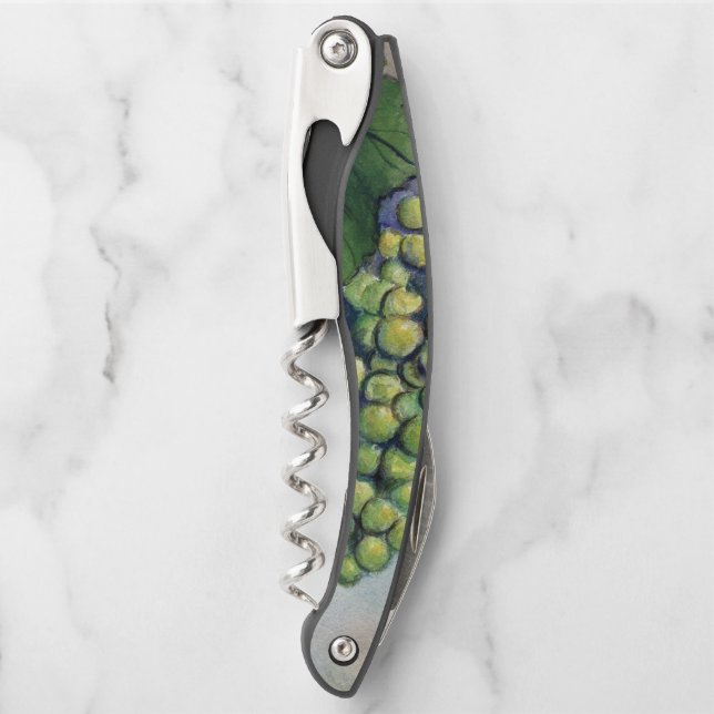 White Wine Lover Grapes Art Personalised Corkscrew (Front)