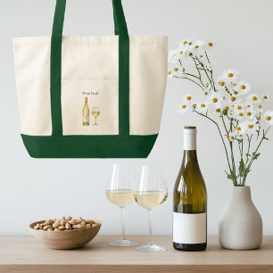 White Wine Lover Tote Bag with Funny Saying