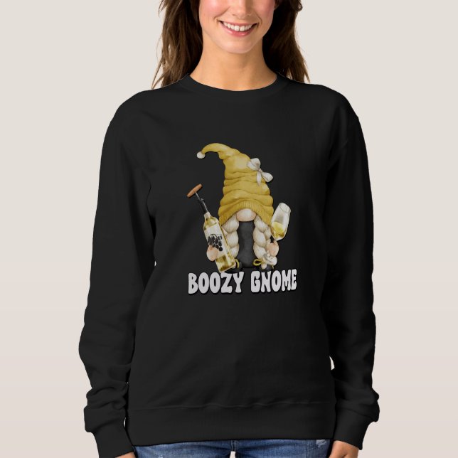 White Wine Mom Graphic For Wine Boozy Gnome Sweatshirt (Front)