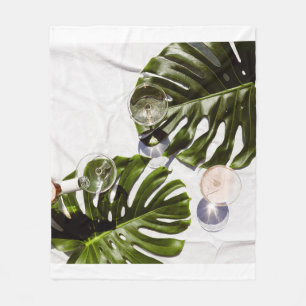 White wine on glasses fleece blanket
