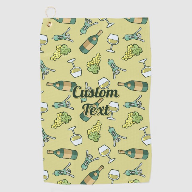 White Wine Pattern Golf Towel (Front)