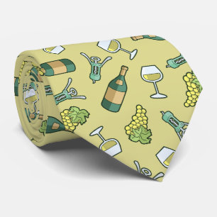 White Wine Pattern Neck Tie