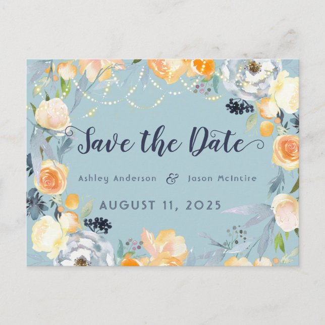 WHITE WINE & ROSES Save The Date Postcard (Front)