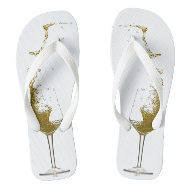 White Wine Splash Glass Wedding Wine Tasting Thongs (Footbed)