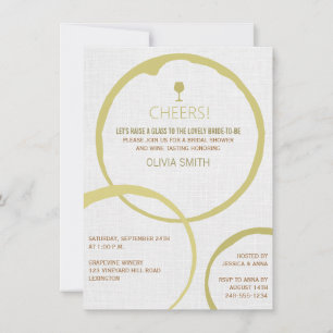 White Wine Stain Rings Bridal Shower Invitations