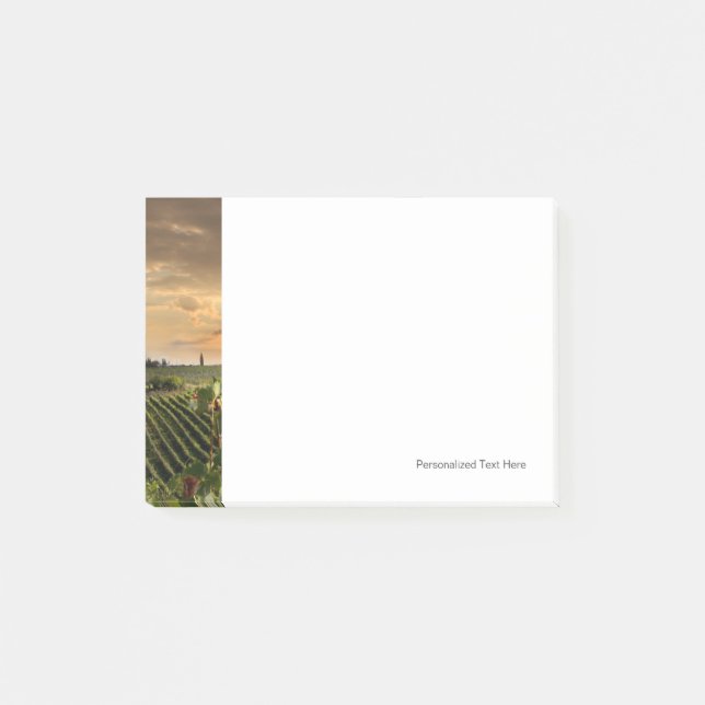 White Wine With Barrel On Vineyard In Chianti Post-it Notes (Front)