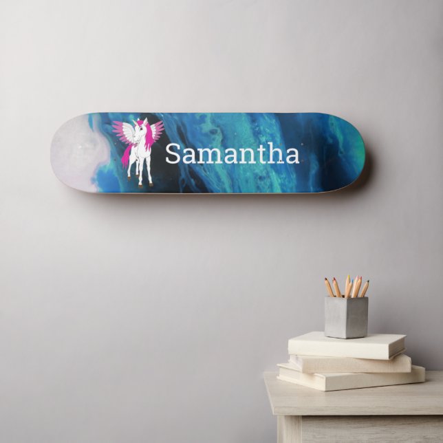  White Wing Skateboard Unicorn (Wall Art (Horz))