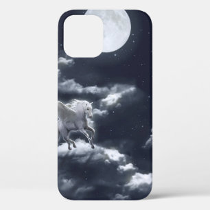 White winged horse flying in the sky with full moo iPhone 12 case