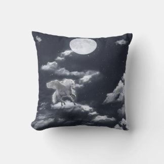 White winged horse: moonlit sky. cushion