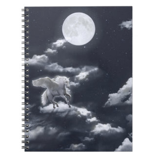 White winged horse: moonlit sky. notebook