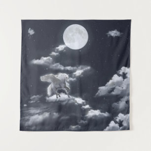 White winged horse: moonlit sky. tapestry
