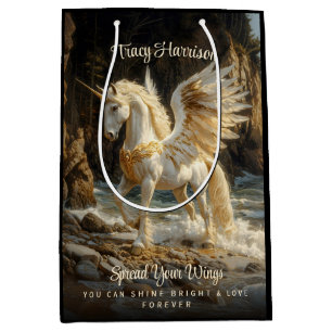 White Winged Unicorn Mythical Ocean Fantasy Horse Medium Gift Bag