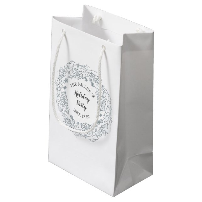 white winter berries wreath party small gift bag (Back Angled)