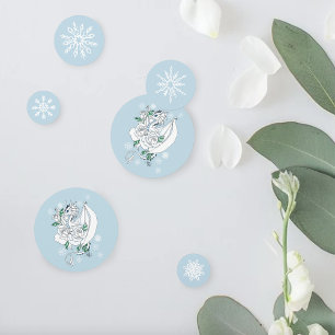 White Winter Dragon Snowflakes Blue Confetti