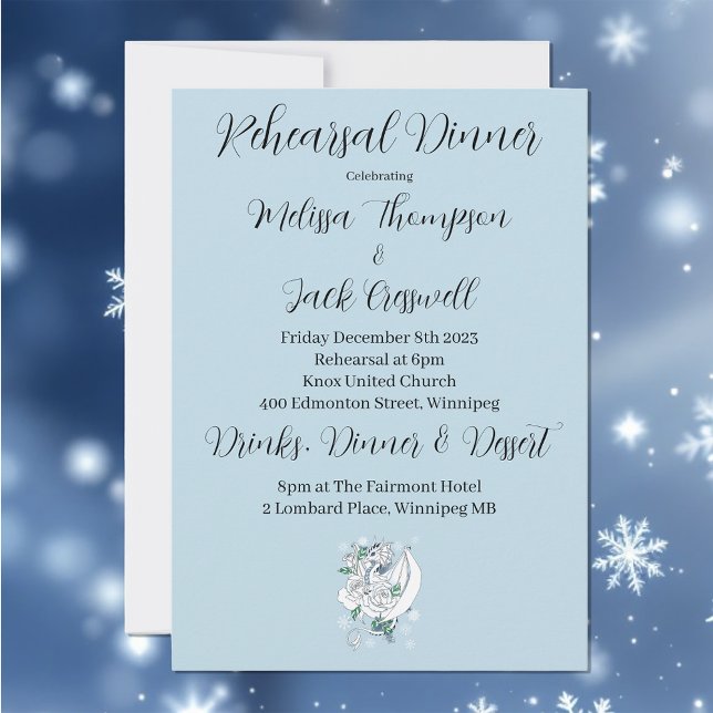 White Winter Dragon Snowflakes Blue Invitation (Creator Uploaded)