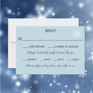 White Winter Dragon Snowflakes Blue RSVP Card