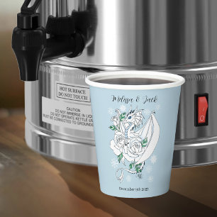 White winter Dragon Snowflakes Blue Wedding Paper Cups
